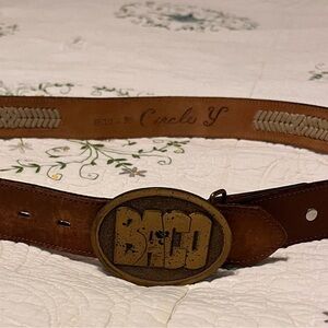 Circle Y western leather belt with large buckle
